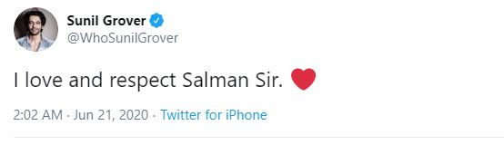 Sunil tweet Salman love you
