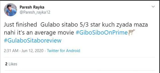 gulabo sitabo public review