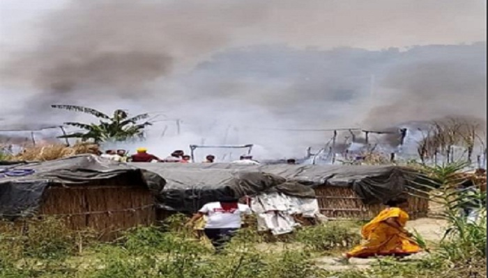 36 huts burnt to ashes by fire