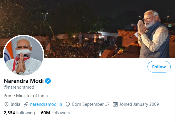 PM Modi has 6 crore followers on Twitter
