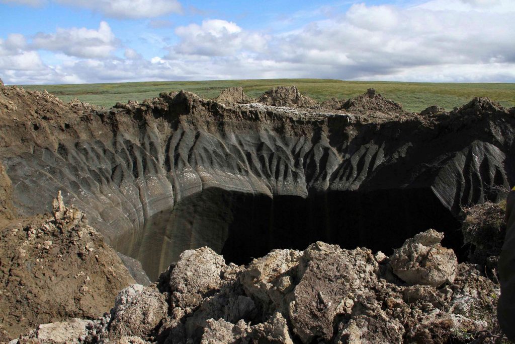 Huge explosion leaves crater