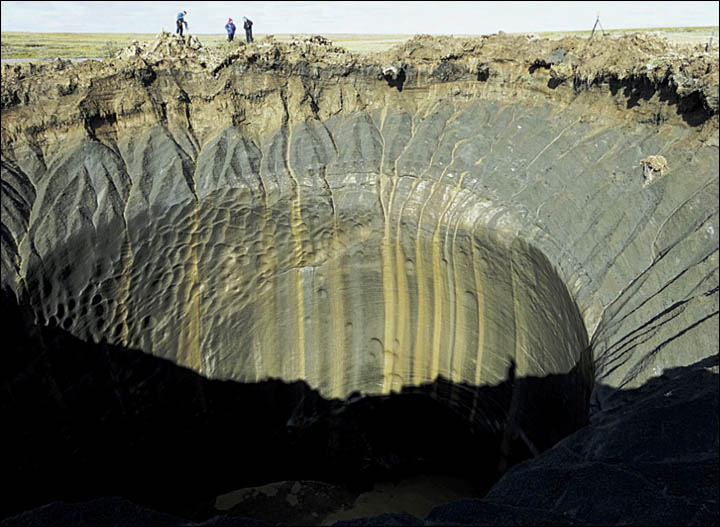 Huge explosion leaves crater