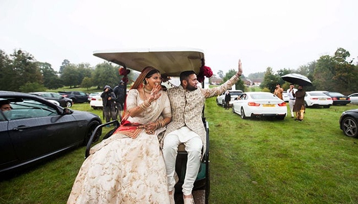 indian origin couple drive in wedding