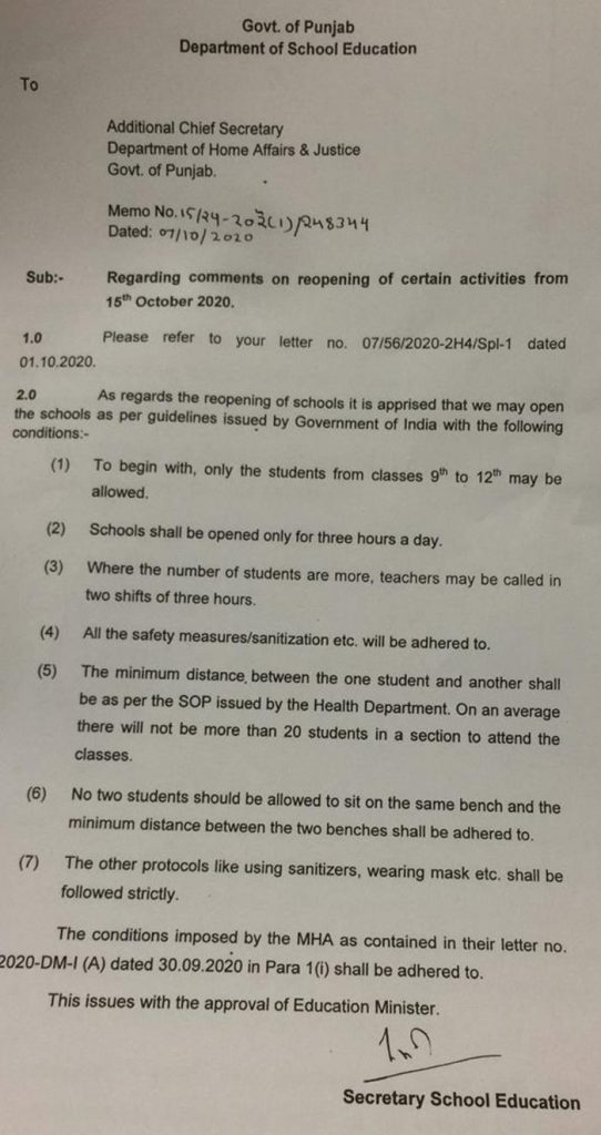 Guidelines for Schools in Punjab