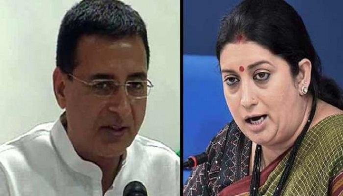 randeep surjewala attacks smriti irani