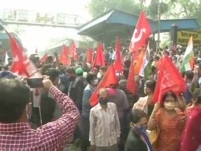 kolkata left trade unions protest