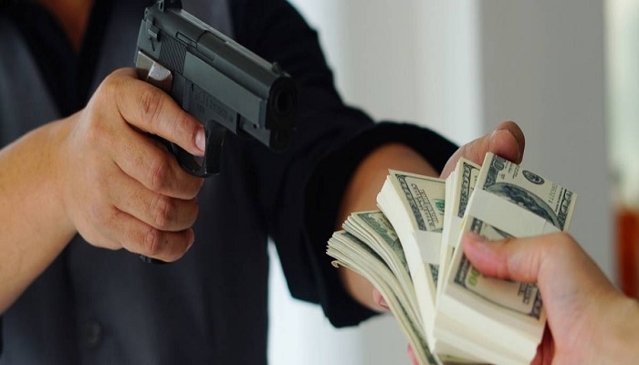 robber cash businessman sharp weapons