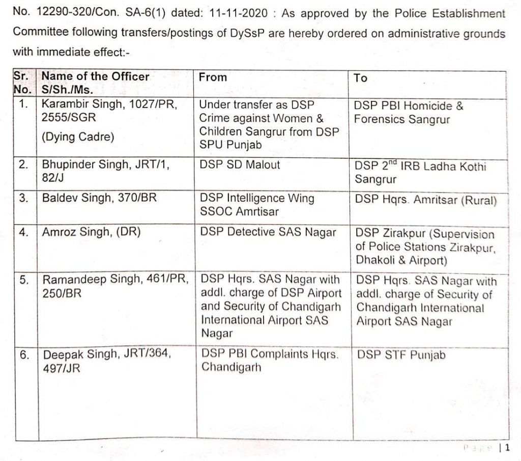8 DSPs of Punjab police