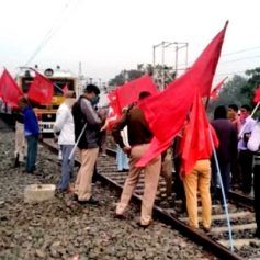 kolkata left trade unions protest