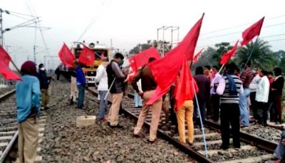 kolkata left trade unions protest