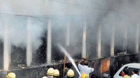 Akashwani Bhawan on fire