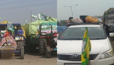 Kisan union flag on car