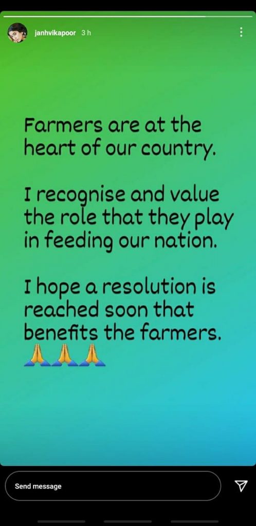 Janhvi Kapoor supports farmers