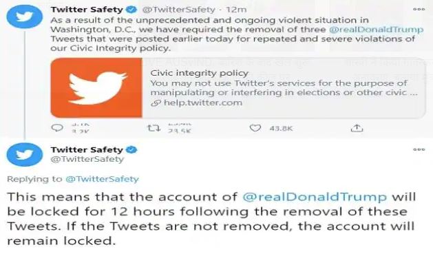 Twitter Facebook suspend Trump accounts