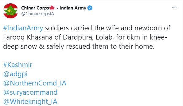 Indian Army carries woman