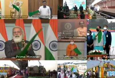 PM Modi flags 8 trains