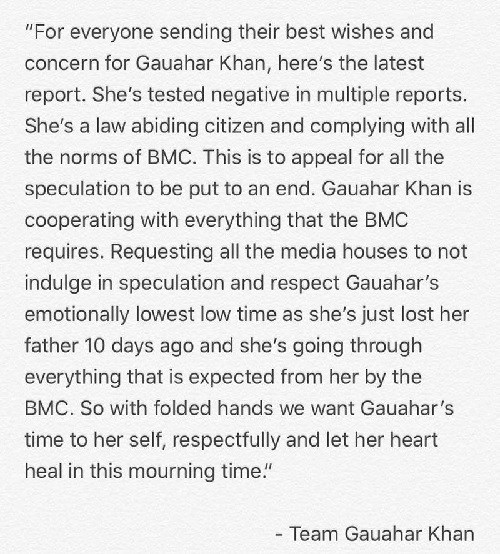 Gauhar Khan's response to BMC