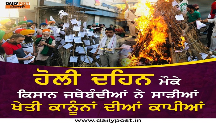 Protesting farmers celebrate Holi