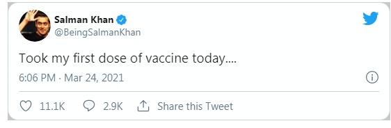 salman khan gets first dose covid 19 vaccine