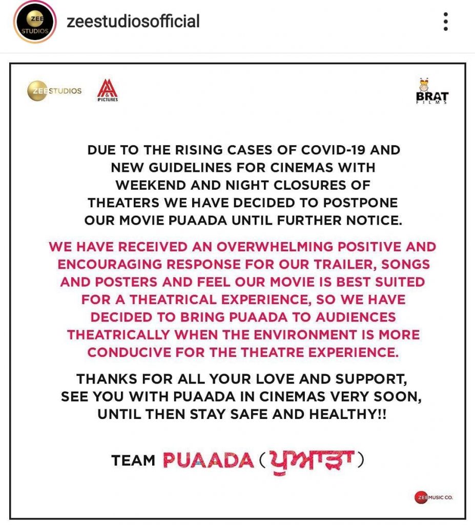 Puaada release date postponed 