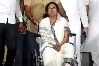 Wheelchair-bound Mamata Banerjee