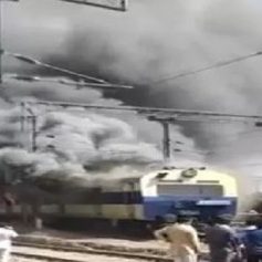 Passenger train caught fire in Rohtak