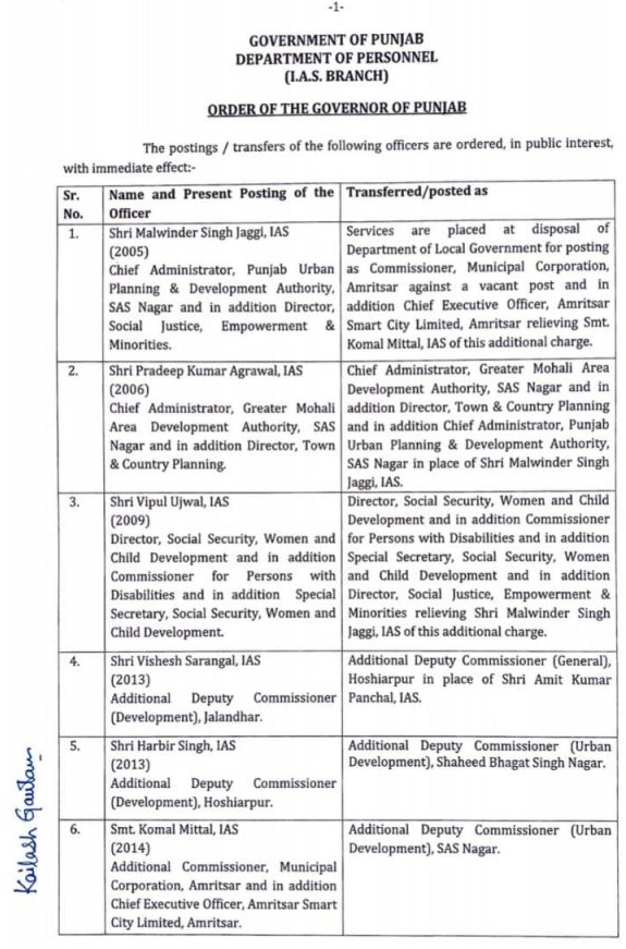 Orders of 22 IAS and 30 PCS officers
