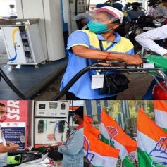 Congress protest at petrol pumps