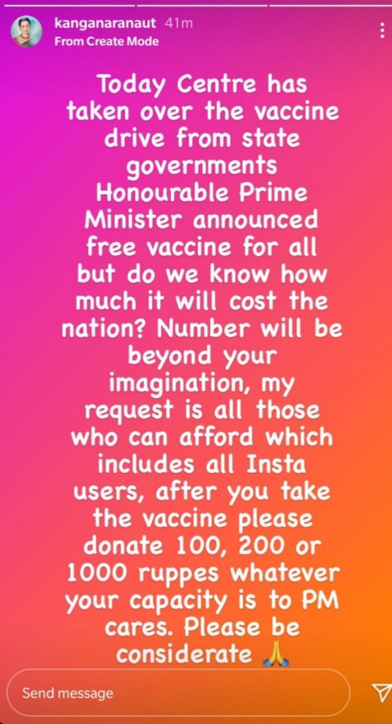 kangna ranaut about vaccine