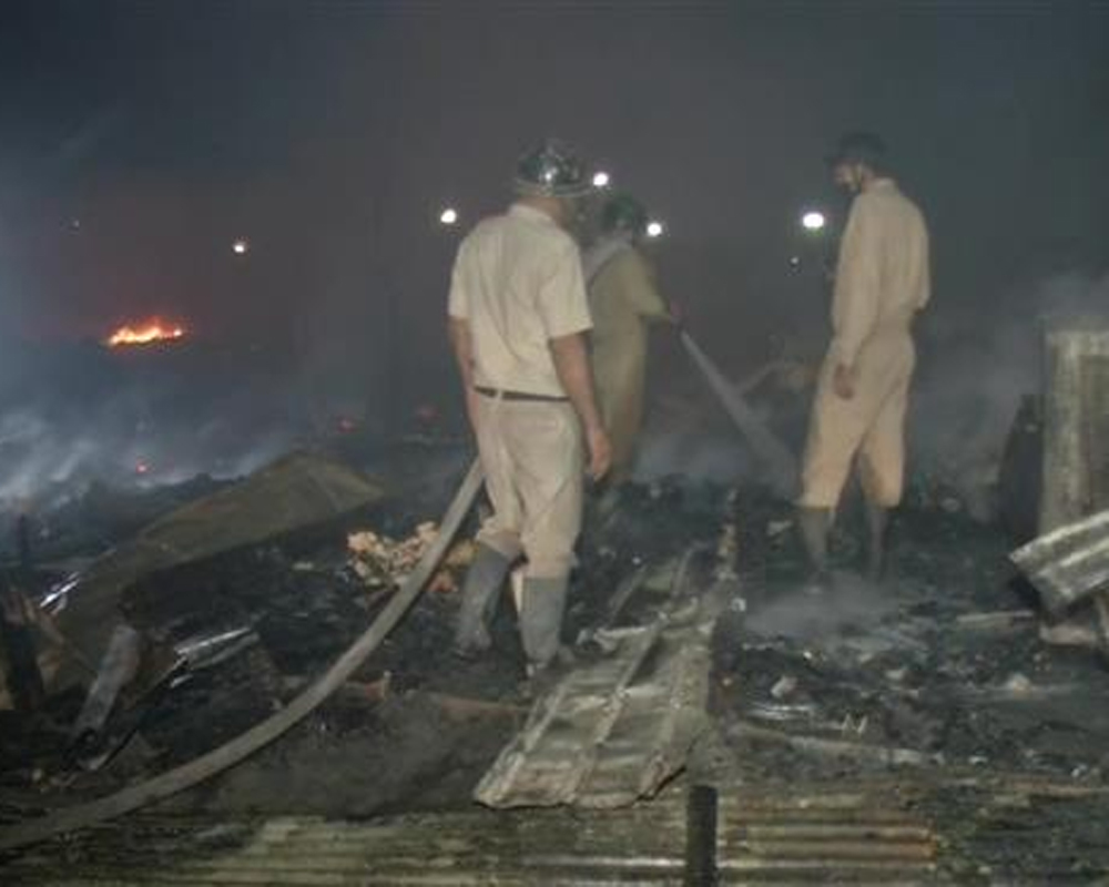 Delhi Rohingya refugee camp fire