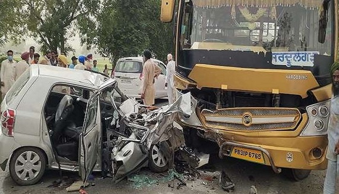 Bus car collision near joga