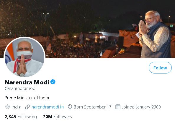 PM Modi twitter followers