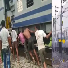 laborers pushed wagon of train
