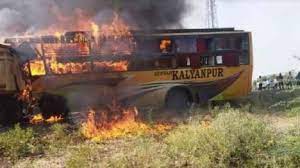 Bus and tanker collide