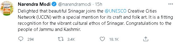 Srinagar included in UNESCO list