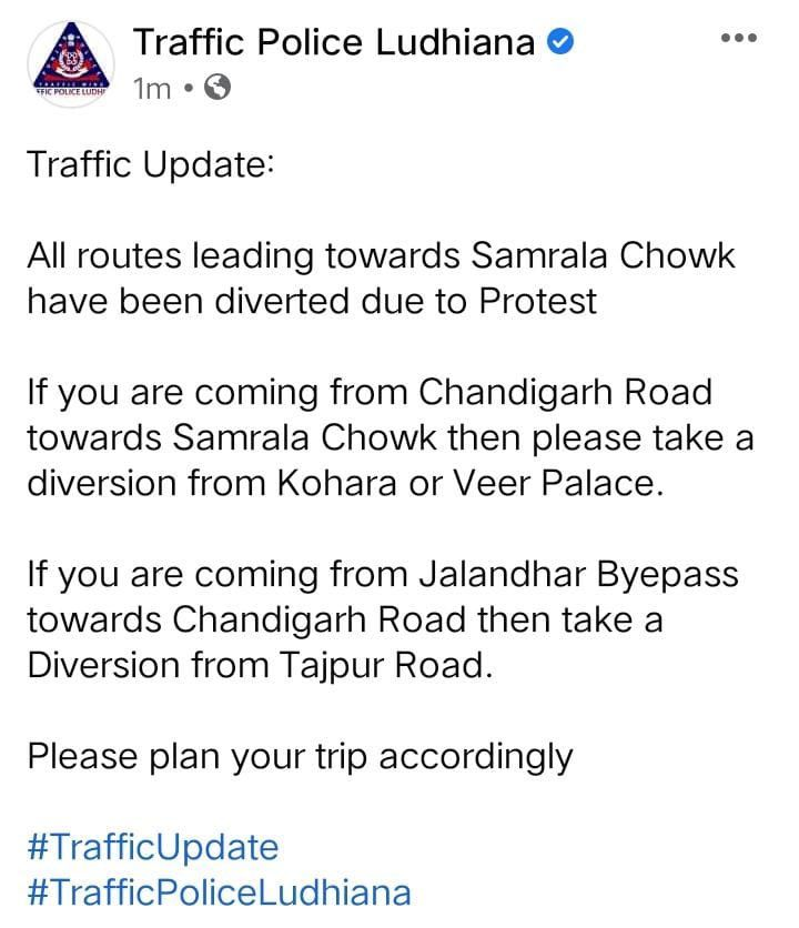 routes diverted from samrala