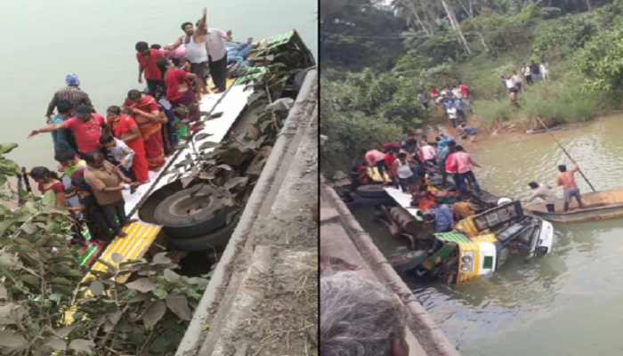 andhra pradesh bus falls in rivulet