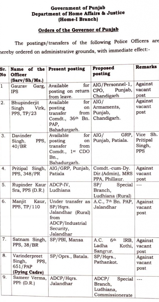 10 police officers transferred