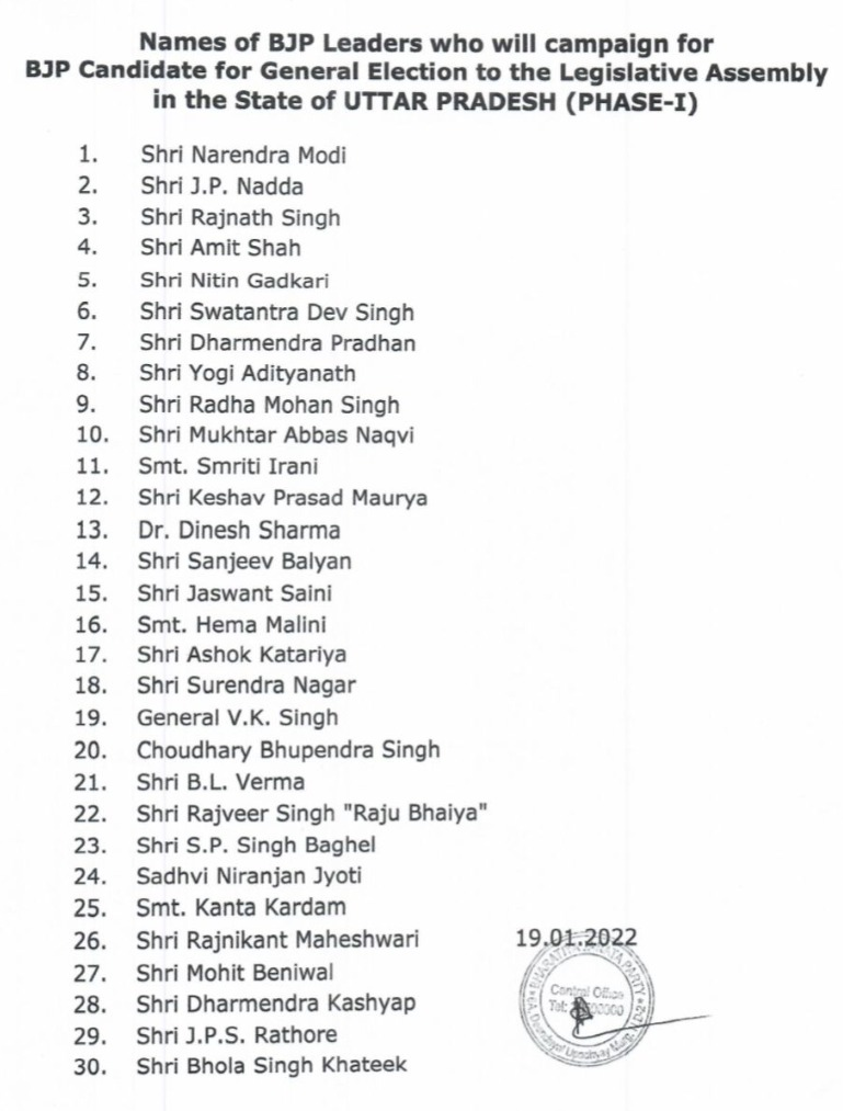 List of 30 star campaigners