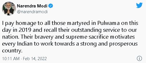 PM Tribute to Pulwama Martyrs