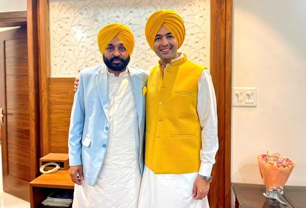 raghav chadha wears yellow 