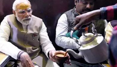 PM Modi sips at tea stall