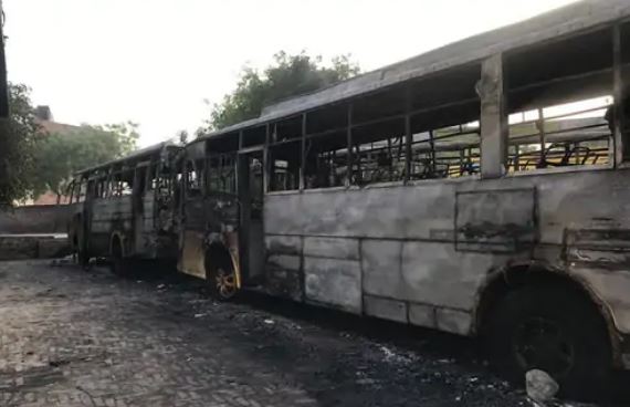 Buses caught fire at bus