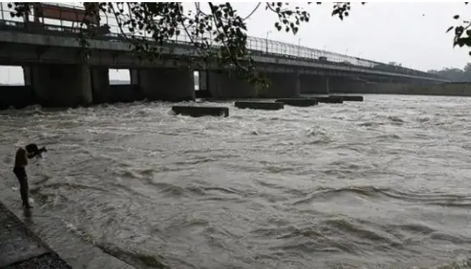 yamuna flowing above danger