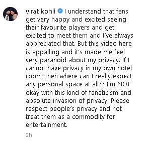 Fan enters virat kohli hotel room