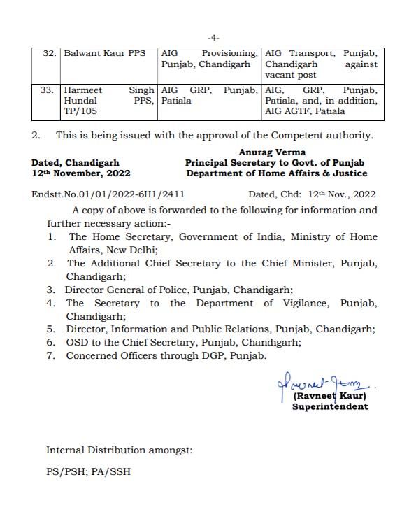 33 Police officers transferred