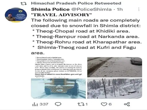 shimla weather road block 