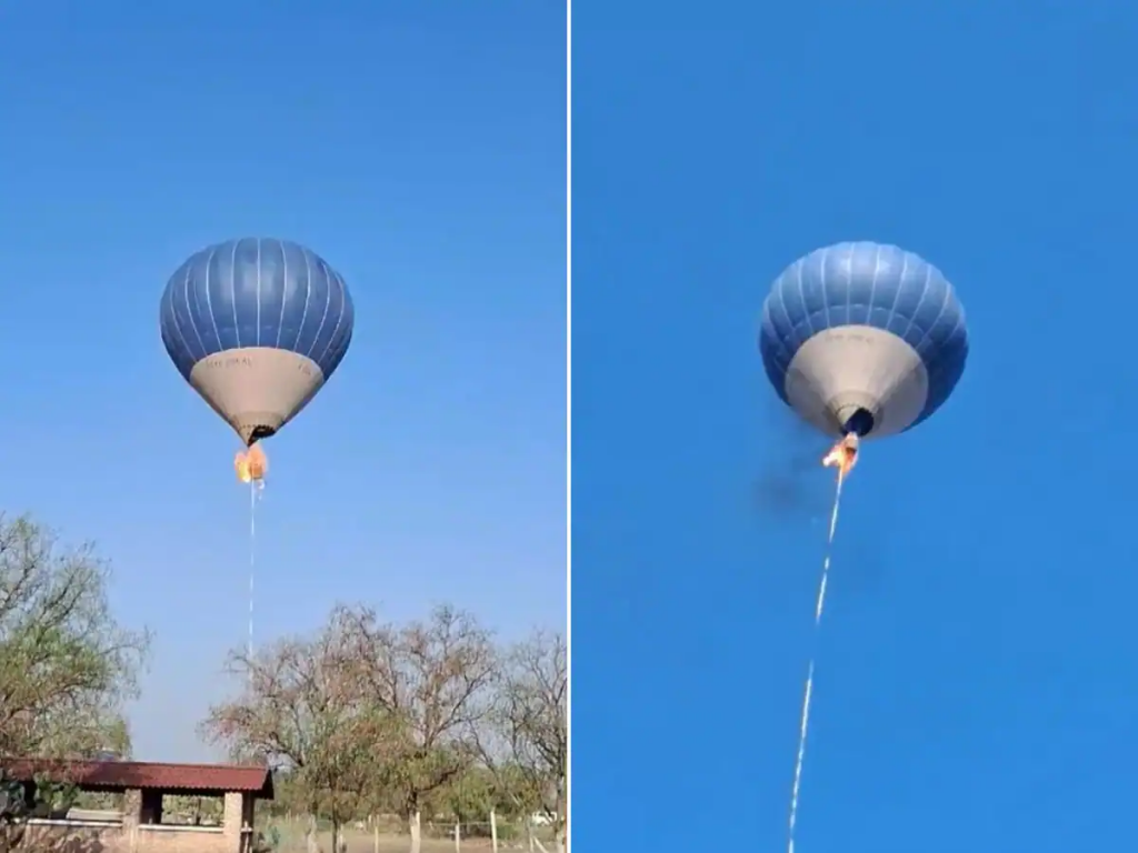 hot air balloon caught fire 