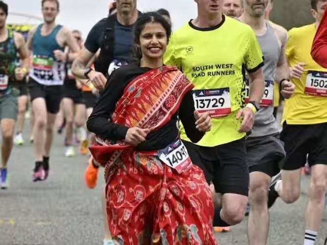 woman runs in UK Merathan 