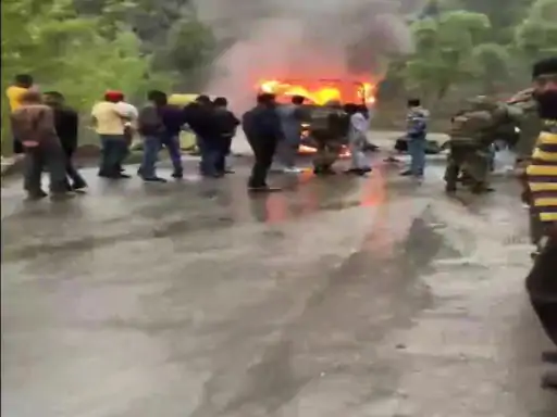 Army vehicle caught fire